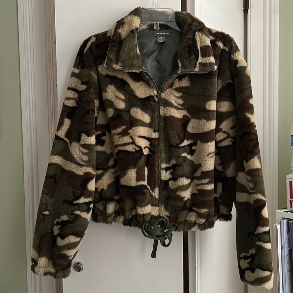 Sans Souci faux fur camo jacket, size L